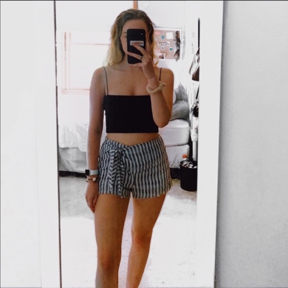 Cotton Candy Pants - Grey and White Striped Shorts